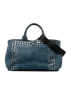 Prada Embellished Denim Bijoux Bag