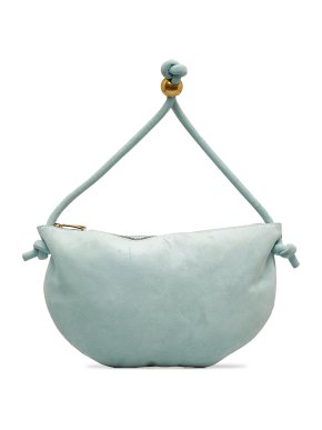 Bottega Veneta Blue Suede Half Hobo Moon Bag