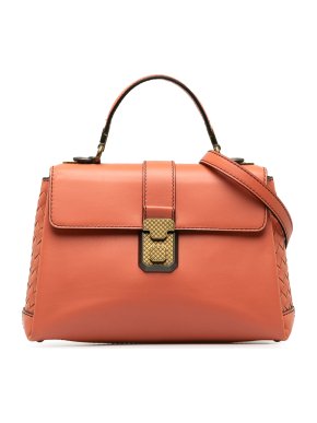 Bottega Veneta Coral Intrecciato Piazza Top Handle Bag