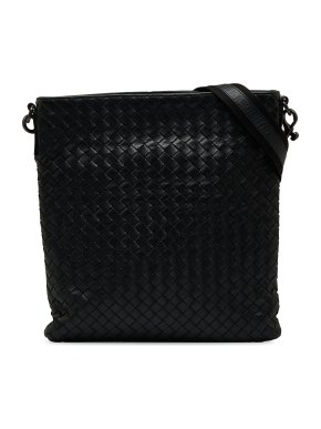 Bottega Veneta Black Intrecciato Leather Crossbody Bag