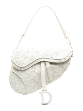 Dior White Ultra Matte Woven Saddle Bag