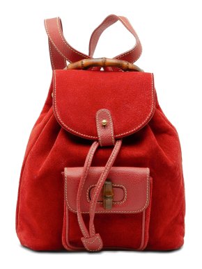 Gucci Red Bamboo Suede Backpack