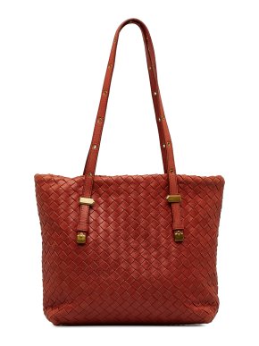 Bottega Veneta Burnt Orange Intrecciato Leather Tote Bag