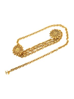 Chanel Vintage Gold Plated Double Sun CC Chain-Link Belt