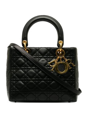 Chanel Black Medium Cannage Lambskin Lady Dior