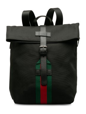 Gucci Black Web Fold Over Techno Backpack
