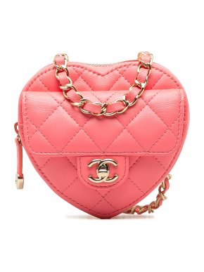 Chanel Pink Lambskin Mini CC in Love Heart Crossbody Bag