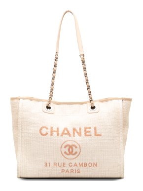 Chanel Small Cream and Pink Deauville Tote Bag