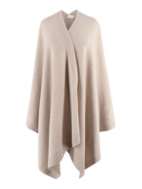 Bamford Beige Cashmere Knit Poncho