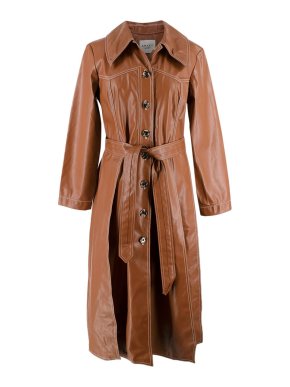 Awake A.W.A.K.E Mode Brick Faux Leather Trench Coat