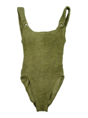 Hunza G Green Seersucker Domino Swimsuit