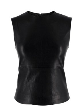 The Row Black Leather Sleeveless Top