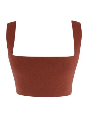 Victoria Beckham VB  Body Tan Slim Fit Stretch Crop Top