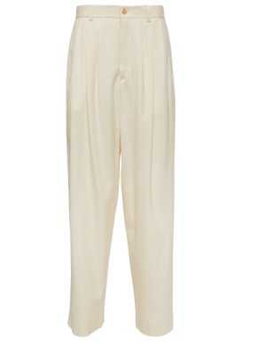 The Row Cream Silk Rufos Wide Leg Trousers