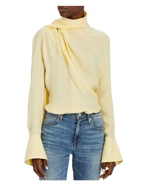 Materiel Yellow Crepe Scarf Blouse
