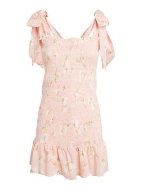 Love Shack Fancy Pink Norna Floral Mini Dress