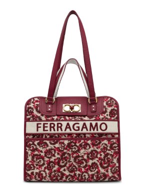 Salvatore Ferragamo Iconic Double Gancini Canvas Bag