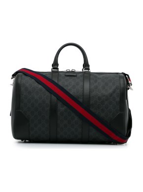 Gucci Black Medium GG Supreme Web Duffle Bag