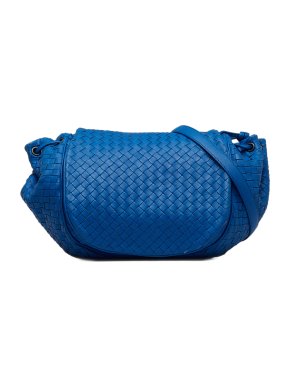 Bottega Veneta Blue Intrecciato Flap Crossbody Bag