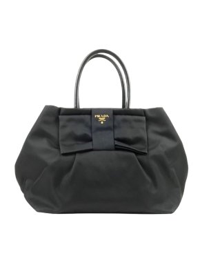 Prada Black Satin Tessuto Fiocco Bow Tote Bag
