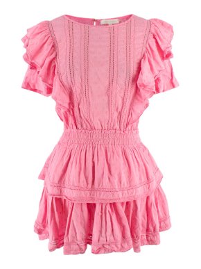 LoveShackFancy Pink Natasha Ruffled Mini Dress