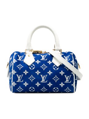 Louis Vuitton Blue Monogram Velvet Speedy Bandouliere 20