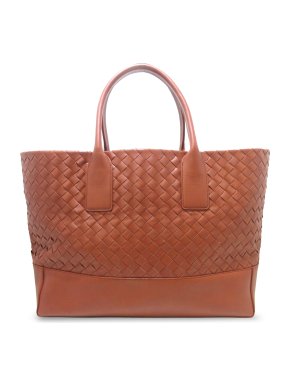 Bottega Veneta Burnt Orange Intrecciato Leather  Tote Bag