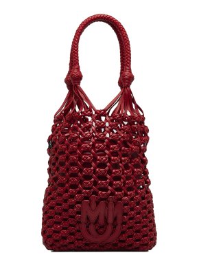 Miu Miu Red Leather Macrame Bucket Bag