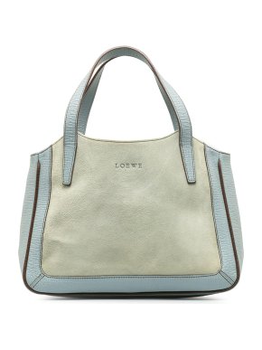Loewe Grey and Cream Suede Handbag