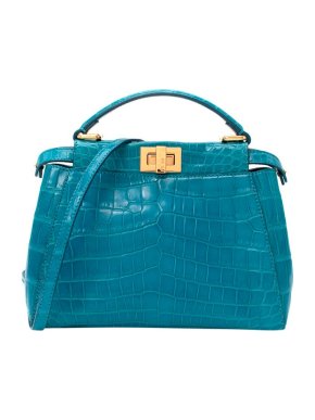 Fendi Turquoise Crocodile Mini Peekaboo Bag