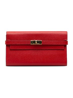 Hermes Classic Kelly Wallet in Rouge Casaque Epsom Leather with Gold Hardware