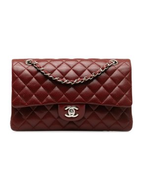 Chanel Burgundy Caviar Leather Medium Double Flap Bag
