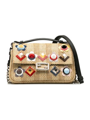 Fendi Micro Raffia Flowerland Double Baguette Bag