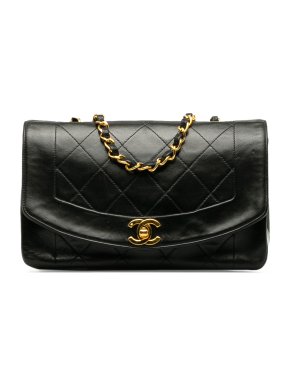 Chanel Black Lambskin Small Diana Crossbody Bag