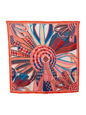 Hermes Red 'Les Flots du Cheval' Silk Scarf