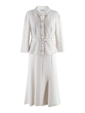 Self-Portrait White Pearl Embellished Midi Blazer Dress