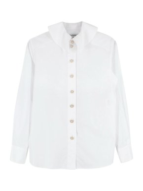 Chanel White Cotton CC Button Down Shirt