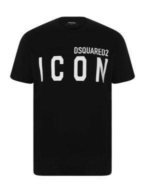 Dsquared2 Black T-shirt with Icon White Text
