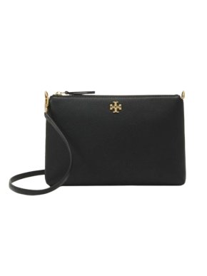 Tory Burch Kira Pebbled Zip Crossbody Black Bag