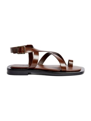 A. Emery Matteau Chocolate Brown Leather Spargi Sandals