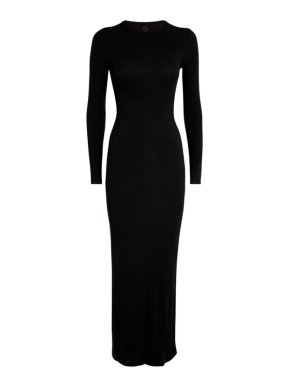 Skims Soft Lounge Rib-Knit Onyx Maxi Dress