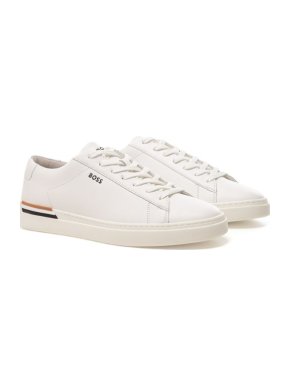 Boss White Clint Tenn Leather Trainers