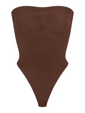 Skims Seamless Sculpt Strapless Thong Bodysuit in Cocoa