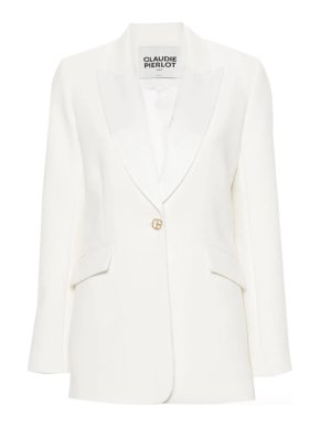 Claudie Pierlot White Single-Brested Crepe Blazer