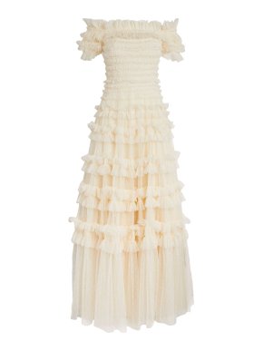 Needle & Thread Champagne Ruffled Lisette Gown