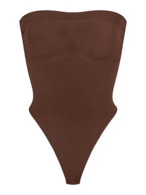 Skims Seamless  Strapless Thong  Bodysuit in Cocoa
