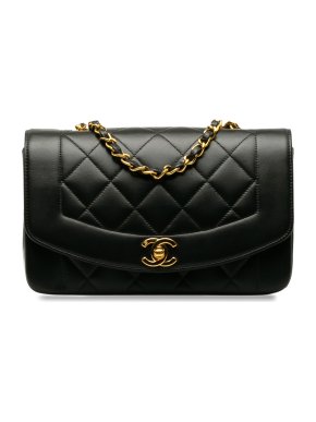 Chanel Vintage Black Lambskin Small Diana Bag