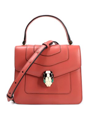Bvlgari Coral Calfskin Serpenti Forever Top Handle Bag