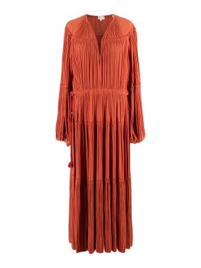 A.L.C Jenna Pleated Midi Dress in Orange