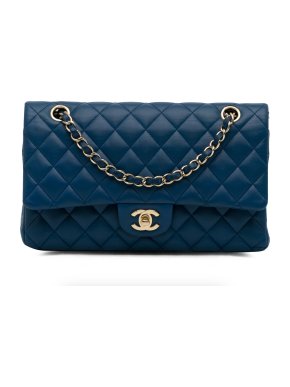 Chanel Blue Medium Classic Lambskin Double Flap Bag